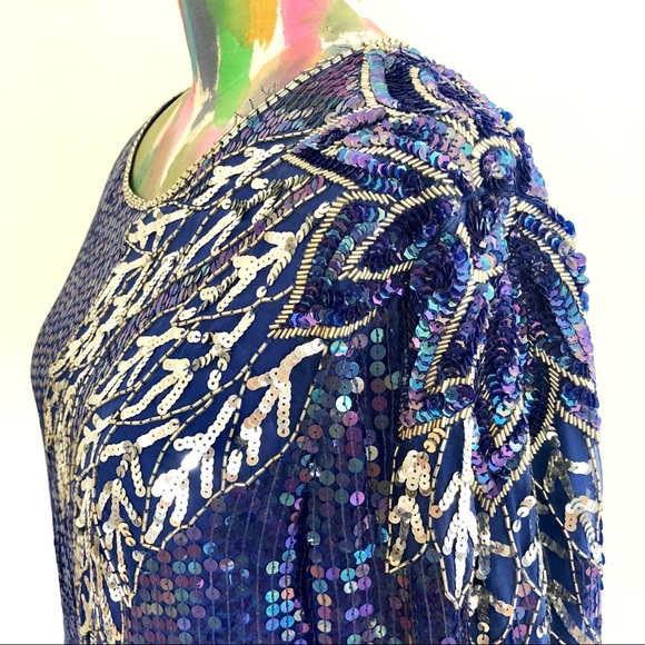 🧜🏻‍♀️VINTAGE 80s Sequin Top - Picture 5 of 7